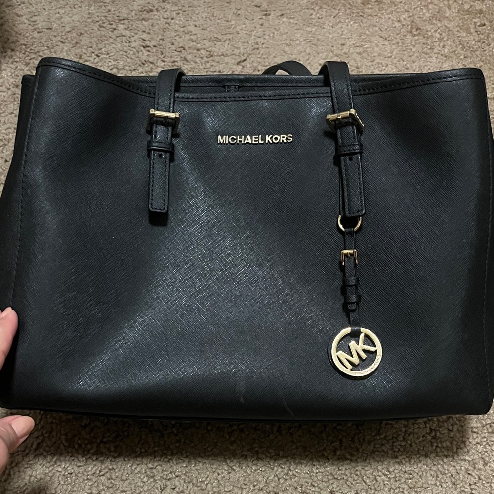 Michael Kors Black Tote with Gold Accents